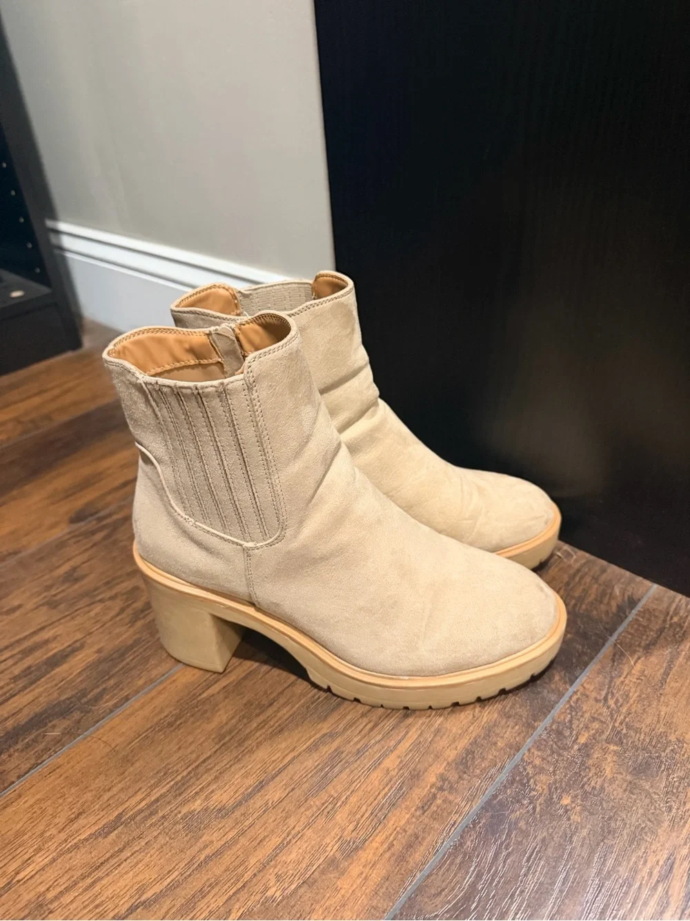 Universal Thread Suede Platform Ankle Boots in Beige - Women's